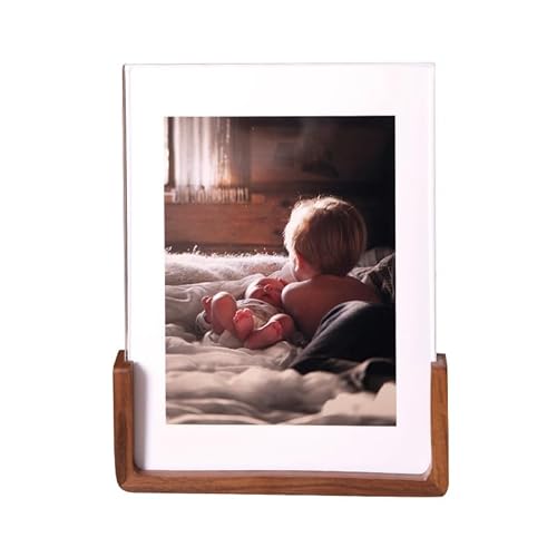 HIFFEY Acryl-Fotorahmen, vertikaler Holz-Fotorahmen, Fotorahmen for Hochzeit, Foto-Bilderrahmen, Desktop-Büro-Foto-Dekoration(Walnut,15X20cm 8inch) von HIFFEY