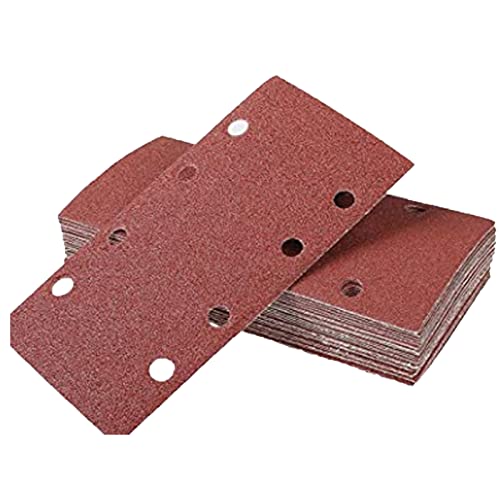 Schleifblätter Set Schleifpapie, 8 Löcher Körnungen Schleifblattset für Zubehör Schwingschleifer, 40 Stück Schleifpads für Wood und Holz Holzwerkstoffe Spanplatte Farbe, 93 x 185 mm (P120) von hifrom