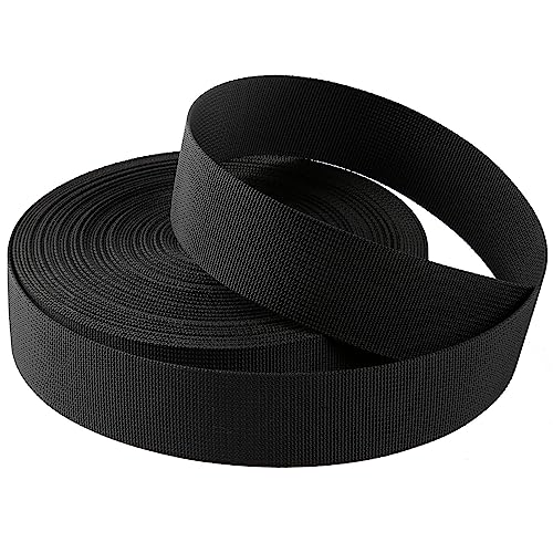 HIFRQVVC Nylon-Gurtband, Gepäckgurt, 10 Yard Grau/Schwarz schwere Nylon Gurtband for Taschen, Fracht/Gepäck Umreifung, Outdoor-Klettern(Black,38 mm) von HIFRQVVC