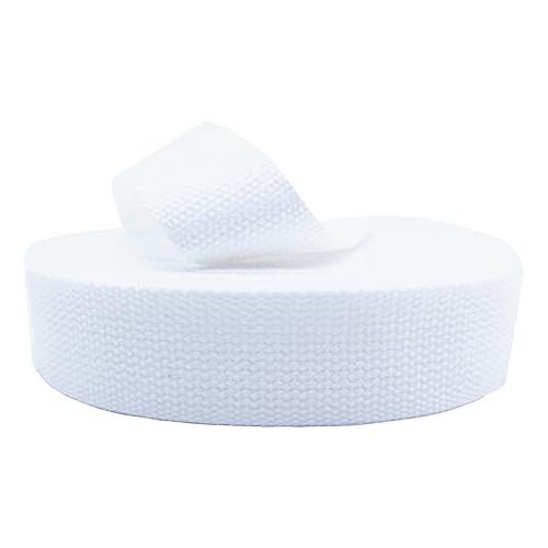 HIFRQVVC Nylon-Gurtband, Gepäckgurt, Gurtband, Polstergurtband aus Baumwollmischung for Gürtel, Wimpel, Frachtgepäckumreifung, 9 Meter/Rolle(White,25 mm) von HIFRQVVC