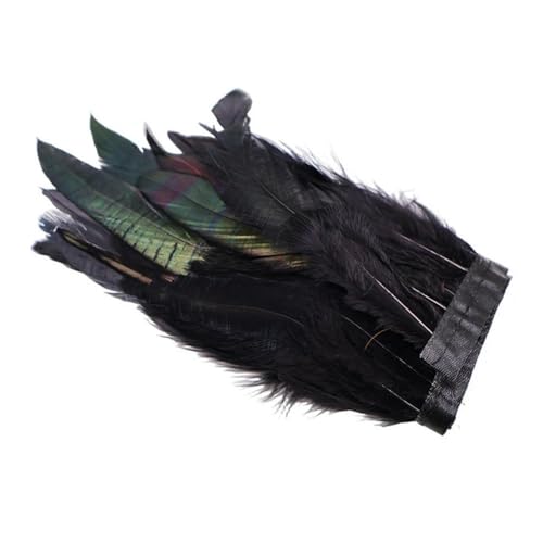 Party Hochzeitskleid Nähen Basteln Kostüme Federn 10 Meter 13–18 cm natürliche Hahnenfeder-Trimmband for Bastelarbeiten, Handarbeit, Federn, Fransen, Nähen, Hochzeit, Party-Dekoration(Black) von HIFRQVVC