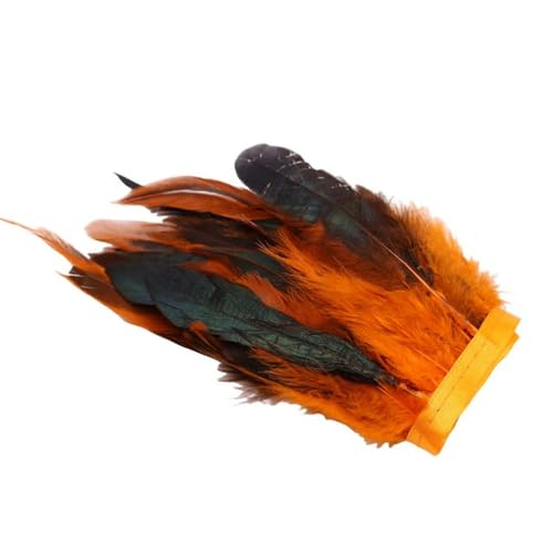 Party Hochzeitskleid Nähen Basteln Kostüme Federn 10 Meter 13–18 cm natürliche Hahnenfeder-Trimmband for Bastelarbeiten, Handarbeit, Federn, Fransen, Nähen, Hochzeit, Party-Dekoration(Orange) von HIFRQVVC