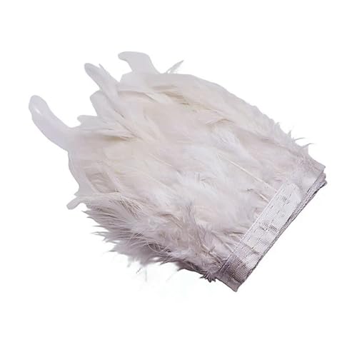 Party Hochzeitskleid Nähen Basteln Kostüme Federn 10 Meter 13–18 cm natürliche Hahnenfeder-Trimmband for Bastelarbeiten, Handarbeit, Federn, Fransen, Nähen, Hochzeit, Party-Dekoration(White) von HIFRQVVC