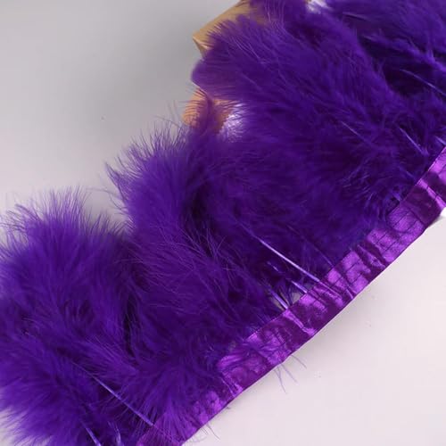 Party Hochzeitskleid Nähen Basteln Kostüme Federn 10 Meter Feder-Fransenband, Truthahnfedern, Borten for Hochzeit, Federkleid, Dekoration, Nähen, Basteln(Purple) von HIFRQVVC