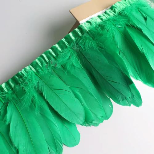 Party Hochzeitskleid Nähen Basteln Kostüme Federn 10 Meter Gänsefeder-Fransenband, Bastelzubehör, weiße Schwanenfedern, Borten, Karneval, Plumas, Kleid-Dekoration(Dark Green) von HIFRQVVC