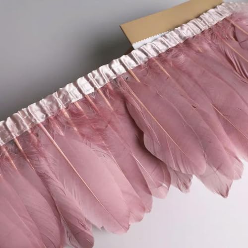 Party Hochzeitskleid Nähen Basteln Kostüme Federn 10 Meter Gänsefeder-Fransenband, Bastelzubehör, weiße Schwanenfedern, Borten, Karneval, Plumas, Kleid-Dekoration(Leather Pink) von HIFRQVVC