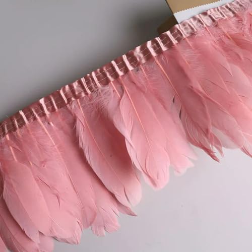 Party Hochzeitskleid Nähen Basteln Kostüme Federn 10 Meter Gänsefeder-Fransenband, Bastelzubehör, weiße Schwanenfedern, Borten, Karneval, Plumas, Kleid-Dekoration(Melon Pink) von HIFRQVVC