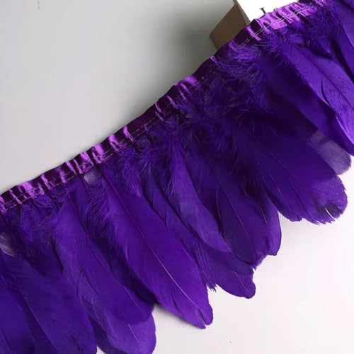 Party Hochzeitskleid Nähen Basteln Kostüme Federn 10 Meter Gänsefeder-Fransenband, Bastelzubehör, weiße Schwanenfedern, Borten, Karneval, Plumas, Kleid-Dekoration(Purple) von HIFRQVVC