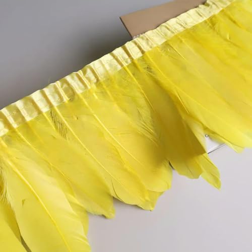 Party Hochzeitskleid Nähen Basteln Kostüme Federn 10 Meter Gänsefeder-Fransenband, Bastelzubehör, weiße Schwanenfedern, Borten, Karneval, Plumas, Kleid-Dekoration(Yellow) von HIFRQVVC