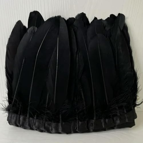 Party Hochzeitskleid Nähen Basteln Kostüme Federn 15–20 cm natürliche Gänsefedern, Fransen for Handarbeit, Nähen, Kleidung, Federbesatz, DIY, Hochzeit, Feder, dekorativ(Black) von HIFRQVVC