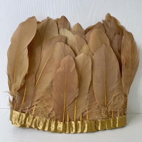 Party Hochzeitskleid Nähen Basteln Kostüme Federn 15–20 cm natürliche Gänsefedern, Fransen for Handarbeit, Nähen, Kleidung, Federbesatz, DIY, Hochzeit, Feder, dekorativ(Gold) von HIFRQVVC