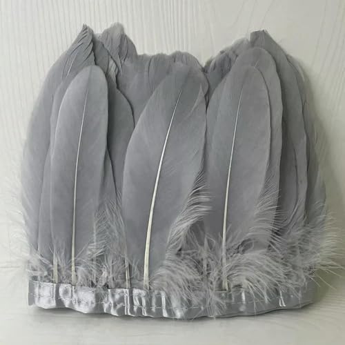 Party Hochzeitskleid Nähen Basteln Kostüme Federn 15–20 cm natürliche Gänsefedern, Fransen for Handarbeit, Nähen, Kleidung, Federbesatz, DIY, Hochzeit, Feder, dekorativ(Grey) von HIFRQVVC