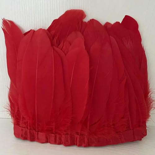 Party Hochzeitskleid Nähen Basteln Kostüme Federn 15–20 cm natürliche Gänsefedern, Fransen for Handarbeit, Nähen, Kleidung, Federbesatz, DIY, Hochzeit, Feder, dekorativ(Red) von HIFRQVVC