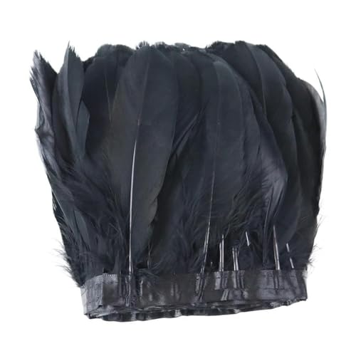 Party Hochzeitskleid Nähen Basteln Kostüme Federn 2 Meter farbiger Gänsefederbesatz 15–20 cm for DIY Handwerk Plume Ribbon Kostüm Dekor Nähen Kleid Hochzeit Party Plumas Zubehör(Black) von HIFRQVVC