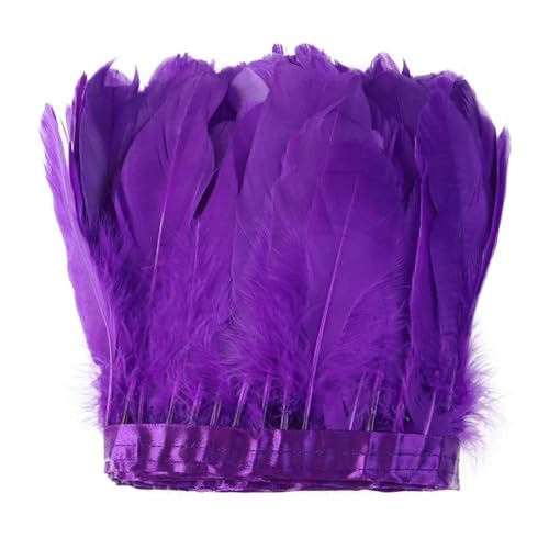 Party Hochzeitskleid Nähen Basteln Kostüme Federn 2 Meter farbiger Gänsefederbesatz 15–20 cm for DIY Handwerk Plume Ribbon Kostüm Dekor Nähen Kleid Hochzeit Party Plumas Zubehör(Dark Purple) von HIFRQVVC