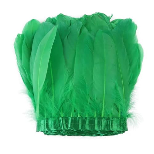 Party Hochzeitskleid Nähen Basteln Kostüme Federn 2 Meter farbiger Gänsefederbesatz 15–20 cm for DIY Handwerk Plume Ribbon Kostüm Dekor Nähen Kleid Hochzeit Party Plumas Zubehör(Grass Green) von HIFRQVVC