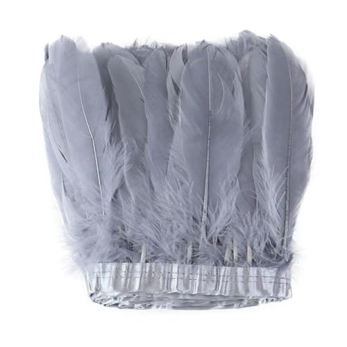 Party Hochzeitskleid Nähen Basteln Kostüme Federn 2 Meter farbiger Gänsefederbesatz 15–20 cm for DIY Handwerk Plume Ribbon Kostüm Dekor Nähen Kleid Hochzeit Party Plumas Zubehör(Grey) von HIFRQVVC