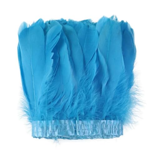 Party Hochzeitskleid Nähen Basteln Kostüme Federn 2 Meter farbiger Gänsefederbesatz 15–20 cm for DIY Handwerk Plume Ribbon Kostüm Dekor Nähen Kleid Hochzeit Party Plumas Zubehör(Lake Blue) von HIFRQVVC