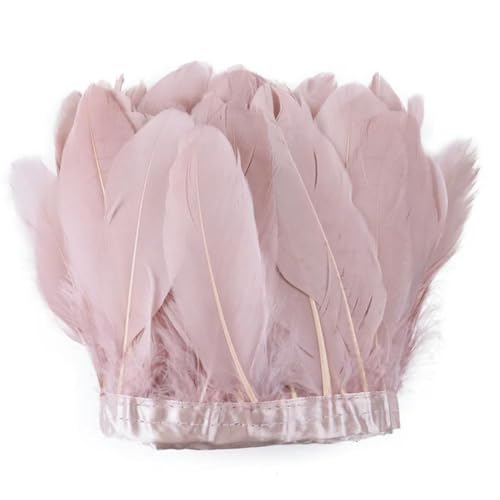 Party Hochzeitskleid Nähen Basteln Kostüme Federn 2 Meter farbiger Gänsefederbesatz 15–20 cm for DIY Handwerk Plume Ribbon Kostüm Dekor Nähen Kleid Hochzeit Party Plumas Zubehör(Leather Pink) von HIFRQVVC