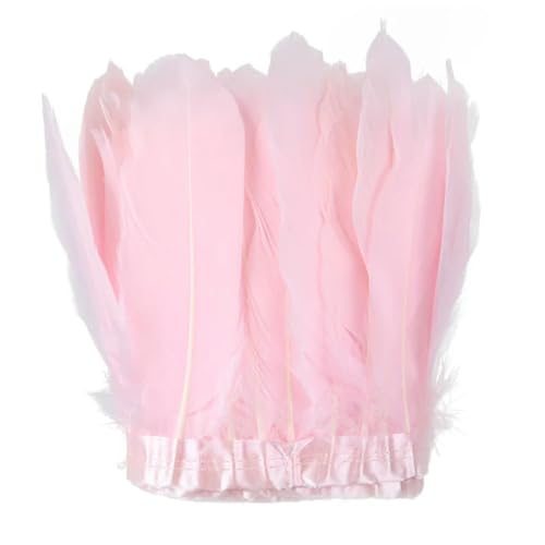 Party Hochzeitskleid Nähen Basteln Kostüme Federn 2 Meter farbiger Gänsefederbesatz 15–20 cm for DIY Handwerk Plume Ribbon Kostüm Dekor Nähen Kleid Hochzeit Party Plumas Zubehör(Light Pink) von HIFRQVVC