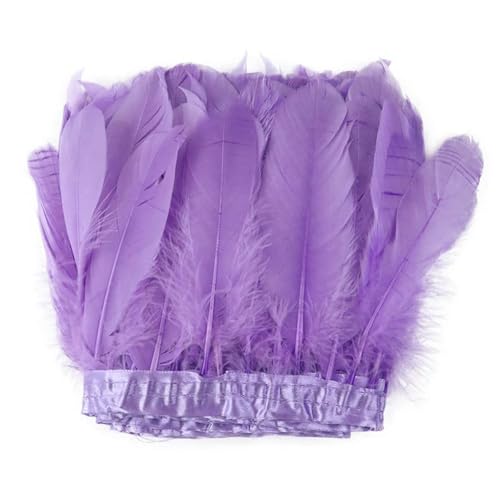 Party Hochzeitskleid Nähen Basteln Kostüme Federn 2 Meter farbiger Gänsefederbesatz 15–20 cm for DIY Handwerk Plume Ribbon Kostüm Dekor Nähen Kleid Hochzeit Party Plumas Zubehör(Light Purple) von HIFRQVVC