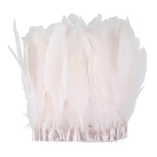 Party Hochzeitskleid Nähen Basteln Kostüme Federn 2 Meter farbiger Gänsefederbesatz 15–20 cm for DIY Handwerk Plume Ribbon Kostüm Dekor Nähen Kleid Hochzeit Party Plumas Zubehör(Loquat Powder) von HIFRQVVC