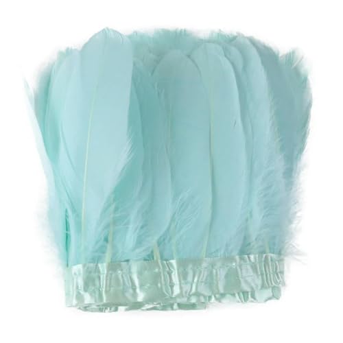 Party Hochzeitskleid Nähen Basteln Kostüme Federn 2 Meter farbiger Gänsefederbesatz 15–20 cm for DIY Handwerk Plume Ribbon Kostüm Dekor Nähen Kleid Hochzeit Party Plumas Zubehör(Mint Green) von HIFRQVVC