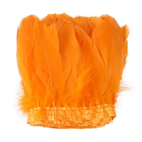 Party Hochzeitskleid Nähen Basteln Kostüme Federn 2 Meter farbiger Gänsefederbesatz 15–20 cm for DIY Handwerk Plume Ribbon Kostüm Dekor Nähen Kleid Hochzeit Party Plumas Zubehör(Orange) von HIFRQVVC