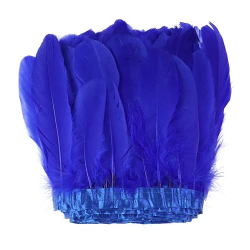 Party Hochzeitskleid Nähen Basteln Kostüme Federn 2 Meter farbiger Gänsefederbesatz 15–20 cm for DIY Handwerk Plume Ribbon Kostüm Dekor Nähen Kleid Hochzeit Party Plumas Zubehör(Royal Blue) von HIFRQVVC