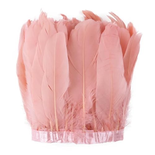 Party Hochzeitskleid Nähen Basteln Kostüme Federn 2 Meter farbiger Gänsefederbesatz 15–20 cm for DIY Handwerk Plume Ribbon Kostüm Dekor Nähen Kleid Hochzeit Party Plumas Zubehör(Shrimp Pink) von HIFRQVVC