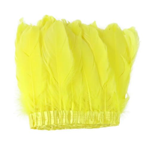 Party Hochzeitskleid Nähen Basteln Kostüme Federn 2 Meter farbiger Gänsefederbesatz 15–20 cm for DIY Handwerk Plume Ribbon Kostüm Dekor Nähen Kleid Hochzeit Party Plumas Zubehör(Yellow) von HIFRQVVC