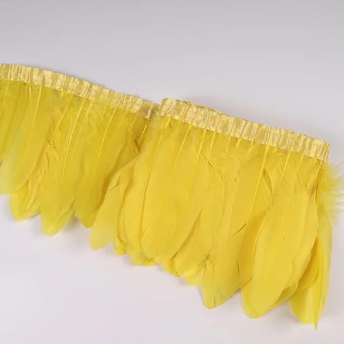 Party Hochzeitskleid Nähen Basteln Kostüme Federn 2 Yards Gänsefederbesatz, Band, Fransen, Nähen, Basteln, Pflaume im Kleid, Rock, Wanddekoration for Partykleidung(03 Yellow) von HIFRQVVC