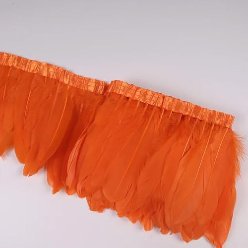 Party Hochzeitskleid Nähen Basteln Kostüme Federn 2 Yards Gänsefederbesatz, Band, Fransen, Nähen, Basteln, Pflaume im Kleid, Rock, Wanddekoration for Partykleidung(06 Orange) von HIFRQVVC