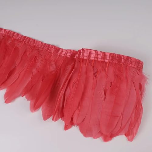 Party Hochzeitskleid Nähen Basteln Kostüme Federn 2 Yards Gänsefederbesatz, Band, Fransen, Nähen, Basteln, Pflaume im Kleid, Rock, Wanddekoration for Partykleidung(08 Melon Red) von HIFRQVVC