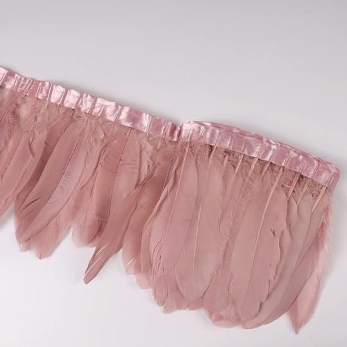 Party Hochzeitskleid Nähen Basteln Kostüme Federn 2 Yards Gänsefederbesatz, Band, Fransen, Nähen, Basteln, Pflaume im Kleid, Rock, Wanddekoration for Partykleidung(13 Leather Pink) von HIFRQVVC