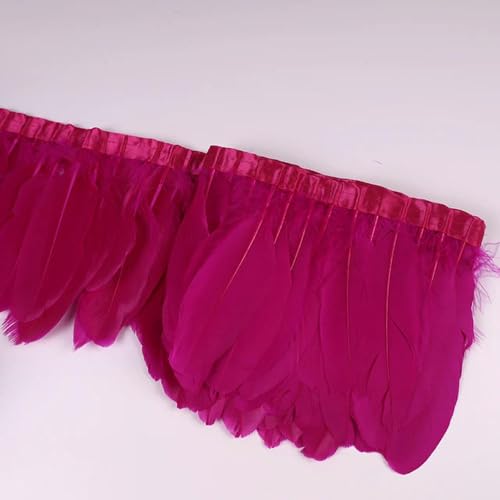 Party Hochzeitskleid Nähen Basteln Kostüme Federn 2 Yards Gänsefederbesatz, Band, Fransen, Nähen, Basteln, Pflaume im Kleid, Rock, Wanddekoration for Partykleidung(24 Hot Pink) von HIFRQVVC