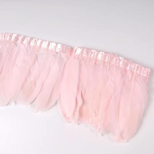 Party Hochzeitskleid Nähen Basteln Kostüme Federn 2 Yards Gänsefederbesatz, Band, Fransen, Nähen, Basteln, Pflaume im Kleid, Rock, Wanddekoration for Partykleidung(27 Light Pink) von HIFRQVVC