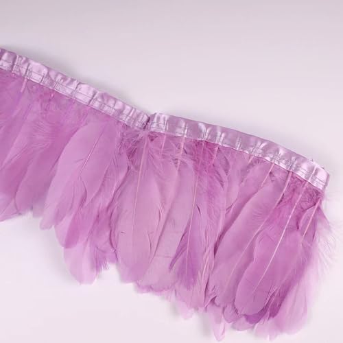 Party Hochzeitskleid Nähen Basteln Kostüme Federn 2 Yards Gänsefederbesatz, Band, Fransen, Nähen, Basteln, Pflaume im Kleid, Rock, Wanddekoration for Partykleidung(28 Violet) von HIFRQVVC