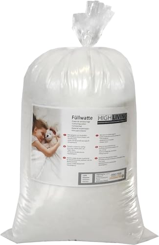 HIGH LIVING füllwatte füllmaterial 10000 Gramm Premium Comfort HollowFibre 100% Faserfüllung für Spielzeug, Kissen, Kissenbezüge Öko-Tex-Zertifiziert von HIGH LIVING