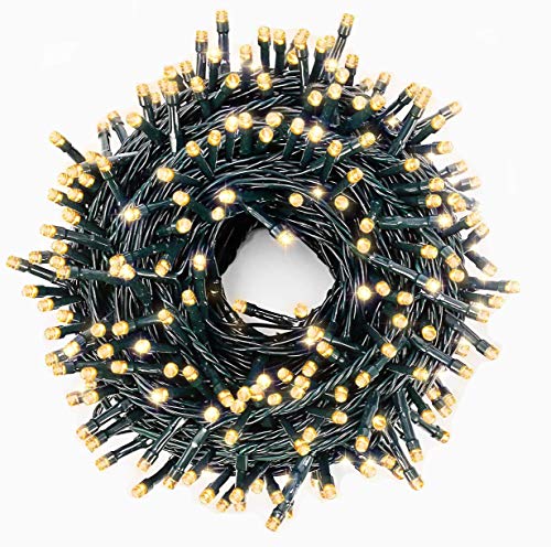 HIKEMEISTER EST.1962 Meisterhome® Lichterkette Weihnachtsbaum Warmweiß Lichterkette Außen Strom Grünes Kabel Wasserdicht Weihnachtsbeleuchtung für Garten Weihnachten Deko (300 LED (22.5m)) von HIKEMEISTER EST.1962