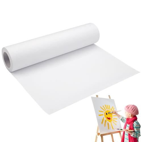 1 Rolle Zeichenpapier Rolle, 22.5 cm X 10 Meters Malpapier Rolle, Zeichenpapierrolle Weiß für Kinder, Zeichenpapierrolle, Weiße Papierrolle zum Skizzieren, Wandkunst, Basteln Zeichnen, Geschenkpapier von HIKPACKER