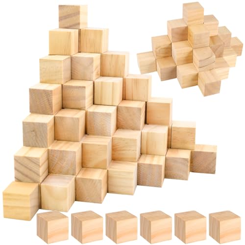 100 Stück Holzklötzchen 20mm, Kleine Holzwürfel Blanko zum Besteln, Natürliche Bastelwürfel/Bastelklötzchen, DIY-holzblöcke 2cm, Holz Quadrat Würfel Natur für DIY Malen Handwerk Dekoration Zahlen von HIKPACKER