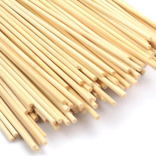 150 Stück Holzstab, Rundholz Holzstab 300mm×3mm, Holzstäbchen zum Basteln, Zuckerwatte Stäbe, Holzstäbchen Rund Natürlicher Holzstab, Bambusstäbe zum Basteln für DIY Arts Craft Basteln Dekoration von HIKPACKER