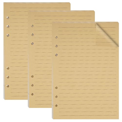 3 Packungen A5 Nachfüllpapier Liniert, 135 Blätter 6 Löcher Nachfülleinlagen, Braun A5 Nachfüllpapier Liniertes Papier, A5 Papier Nachfüllbare Refill, A5 Refill Paper Für Notizbuch Tagbuch Skizze von HIKPACKER