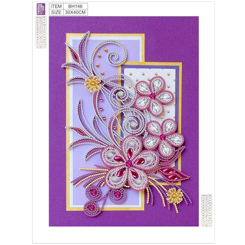 5D Diamond Painting Blumen Set 30 x 40cm Rosa Blume Diamond Painting Kits mit Werkzeugen, DIY Blumen Bilder für Erwachsene Blumen Set, Diamant Malerei für Home Wanddekoration, Kreatives Basteln von HIKPACKER