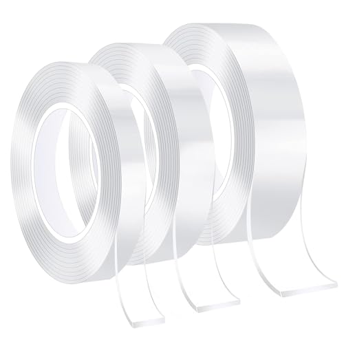 Beidseitiges Klebeband Doppelseitig Ablösbar,3 Rollen Doppelseitiges Klebeband Extra Starkes,Nano Klebeband Doppelseitig,Doppelseitiges Klebeband Extra Stark Transparent,Nano Tape für Zuhause,Foto von HIKPACKER