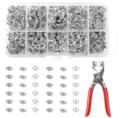 Druckknopf Set Druckknopf Set Jersey Druckknöpfe Metall Mit Zange 200 Sets, Zange Für Druckknöpfe, 9.5mm,Feste Knöpfe Werkzeug,Knopfzange Druckknöpfe Set Für Bastelarbeiten,Kinderkleidung,Kleidersäcke von HIKPACKER