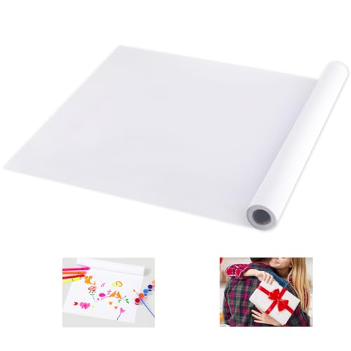 Zeichenpapier Rolle Kinder, 44cm x 10m Zeichenpapierrolle Weiß Papierrolle Malen, Kinder Malpapier Rolle, Skizzenrolle für Staffeleipapier, Bulletin Board-Papier, Wandkunst, Geschenkpapier von HIKPACKER