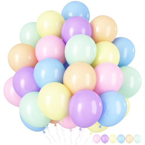 Luftballons Pastell, 60 Stück Regenbogen Kindergeburtstag Deko, 12 Zoll Bunt Latex Ballons Pastellfarben Helium Luftballons Macaron Partyballons für Mädchen Geburtstag Babyparty Hochzeit Dekorations von HILAVO