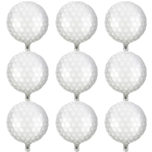 Golf Folienballons, 9 Stück 18 Zoll Golf Luftballons Golf Ballons Runde Foil Luftballons Helium Ballons Geburtstags Party Dekoration für Golf Motto Party Dekoration von HILAVO